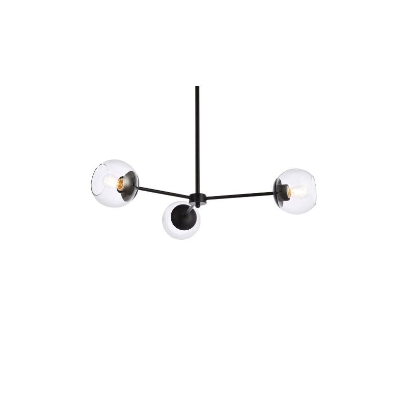 Elegant Lighting Briggs 32 inch pendant in black with clear shade