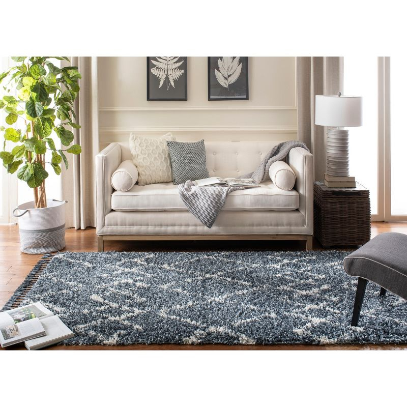 Pro Lux Shag PLX434 Power Loomed Indoor Area Rug - 5'x8' - Blue/Creme - Safavieh
