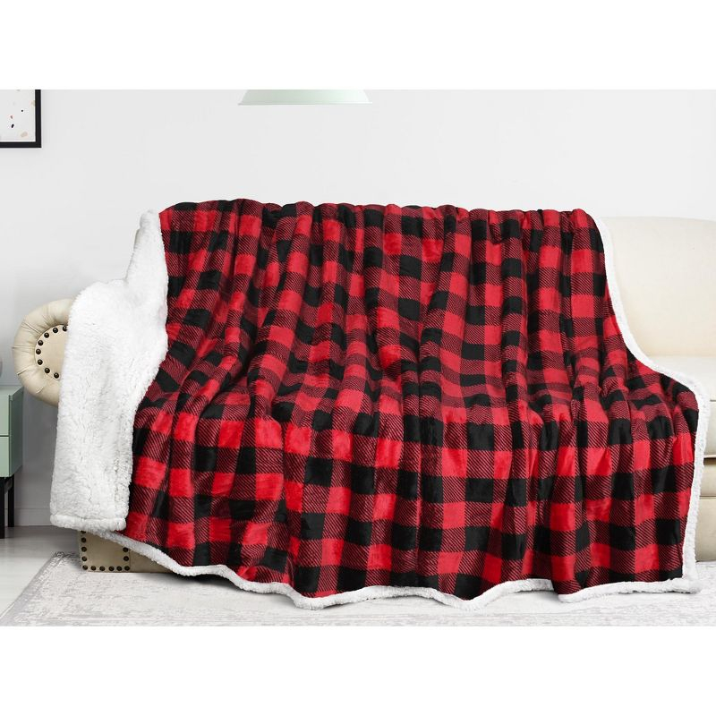 Catalonia Velvety Fleece Blanket Throw, Super Soft Warm Fleece Plush Bed Blanket, 60"x80", Winter Caring Gift, Christmas Gift, Red Plaid
