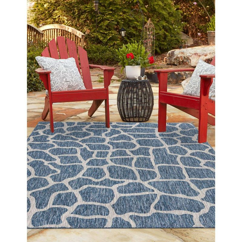 Unique Loom 9' 0 x 12' 2 Rectangle Indoor/Outdoor Safari Blue Area Rug