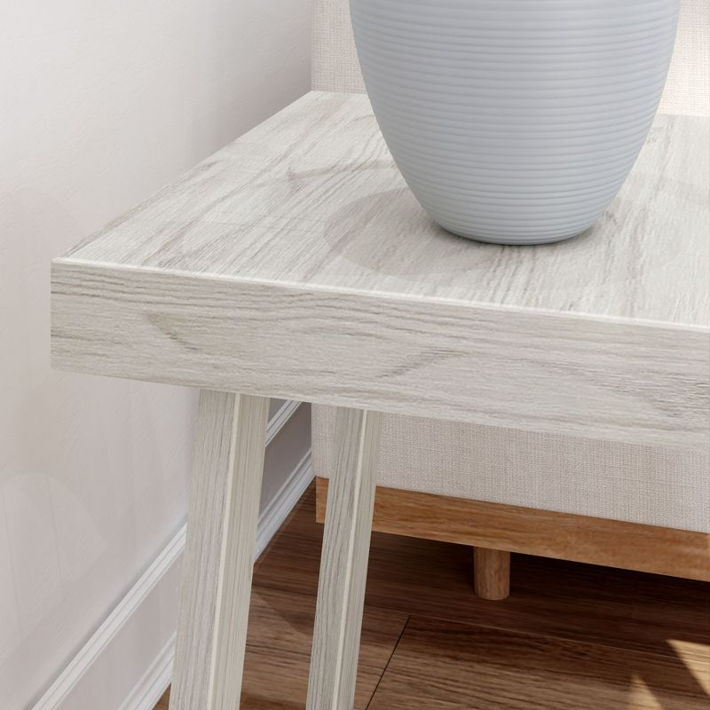 Plank+Beam Classic Square Side Table, Slim Side Table for Living Room, Nightstand for Small Spaces, Wood End Table for Bedroom, White Sand Wirebrush
