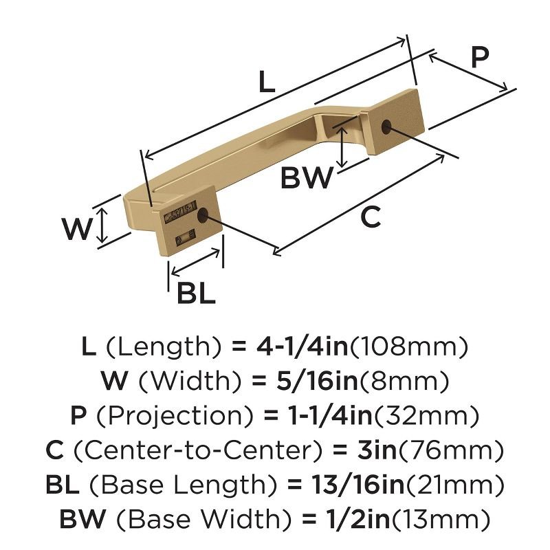 Amerock Westerly 3 inch (76mm) Center-to-Center Champagne Bronze Cabinet Pull