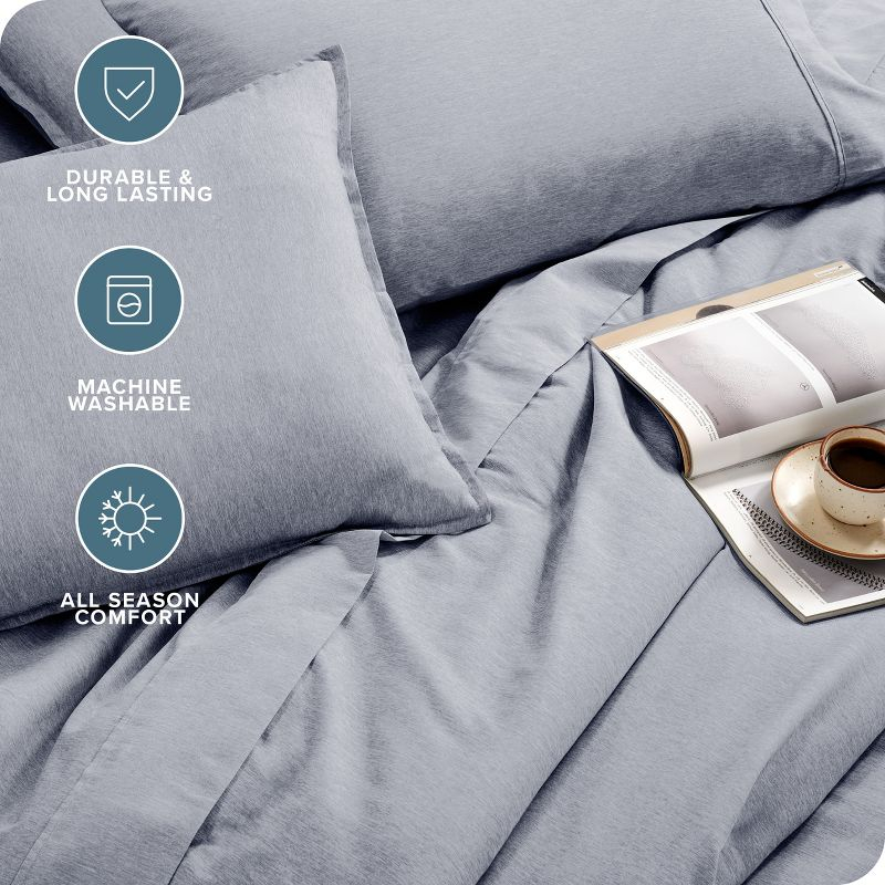 California King Double Brushed Bed in a Bag Heather Midnight Blue by Bare Home