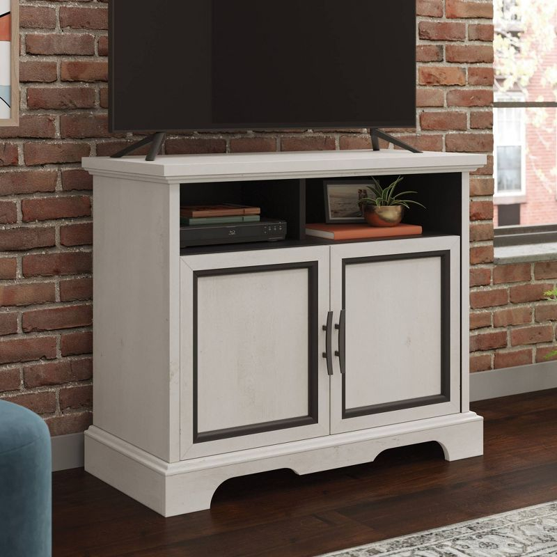 Sauder Carolina Grove TV Stand for TVs up to 39" Winter Oak: Adjustable Shelving, Enclosed Back, Metal Hardware