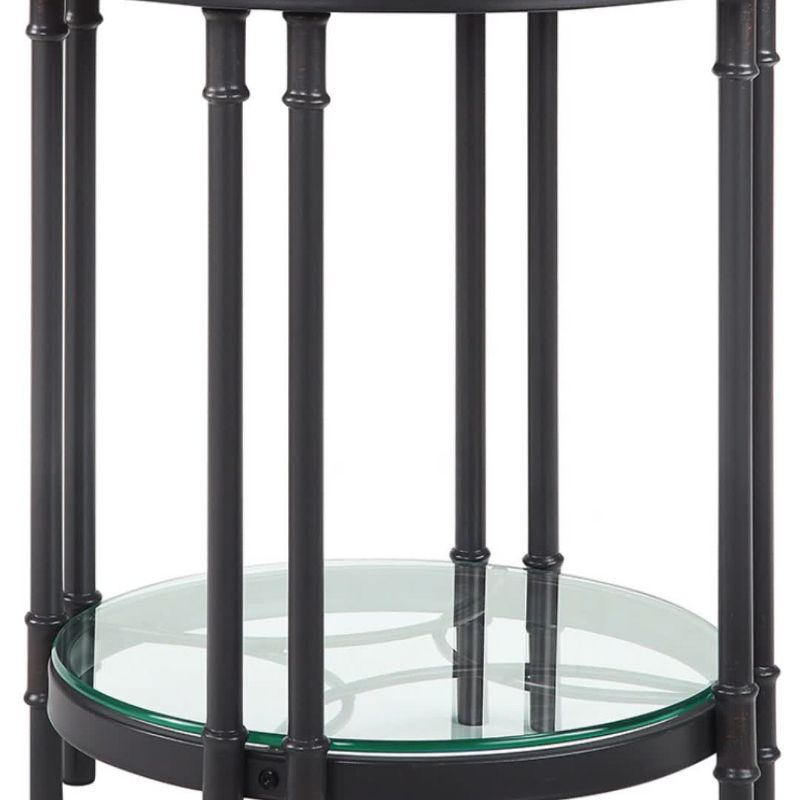 Acme Furniture Brantley 22" 1 Tier Shelf Accent Table Oak and Sandy Black: Round Beveled Edge, No Assembly Required