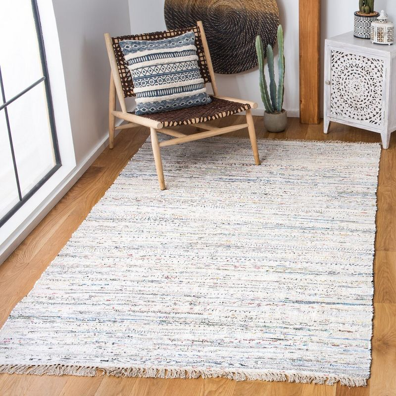 Rag Rug RAR121 Hand Woven Indoor Area Rug - 6'x9' - Ivory/Multi - Safavieh
