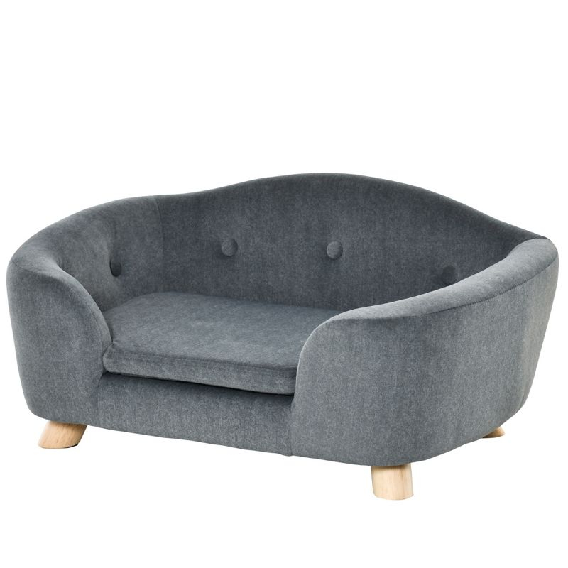 PawHut Dog Cat Couch, Pet Sofa Bed for Miniature Dogs with Washable and Removable Cushion, Waterproof Cover, Gray
