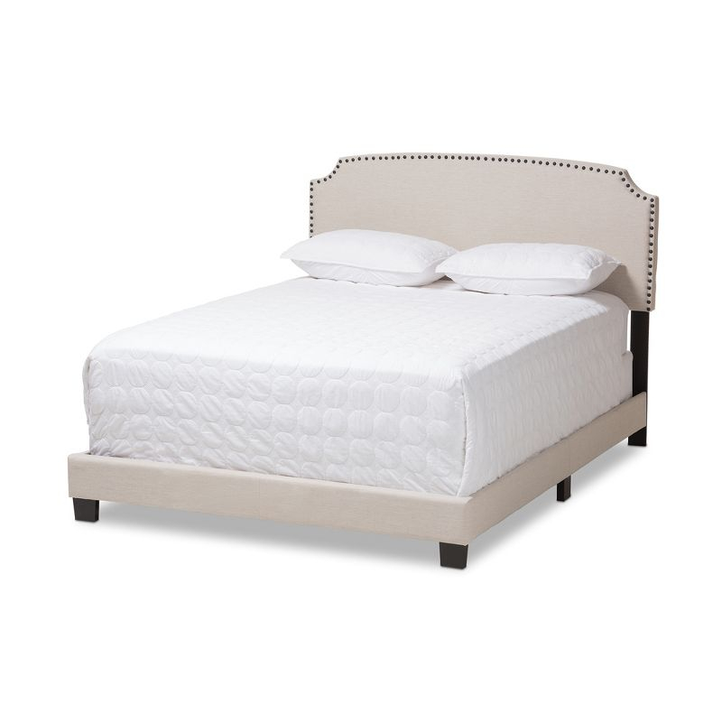 Queen Odette Modern and Contemporary Fabric Upholstered Bed Light Beige - Baxton Studio: Hardwood Frame, Polyester Fill