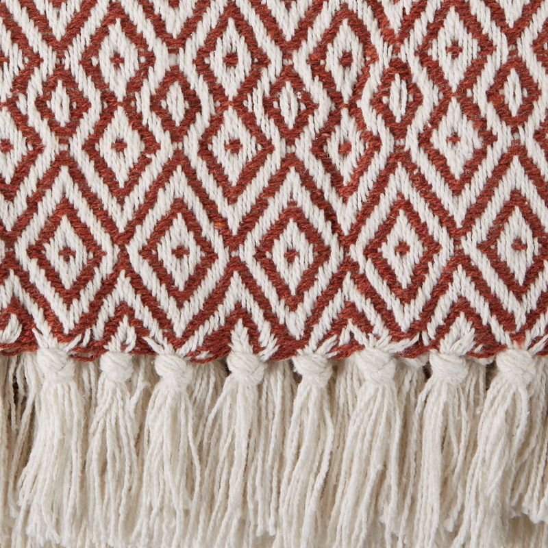 50"x60" Double Diamond Throw Blanket Cinnamon - Design Imports: Cozy Lightweight Cotton, Woven Texture, Machine Washable