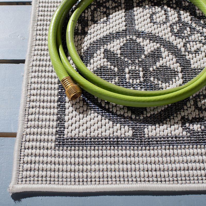 Bermuda BMU815 Power Loomed Indoor/Outdoor Machine Washable Area Rug - Ivory/Charcoal - 8'x10' - Safavieh