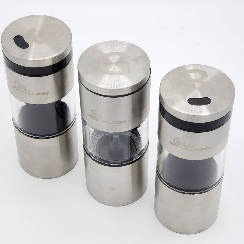 BBQ Dragon Cabinet System Stainless Steel Spice Jar & Rack Set with Adjustable Racks