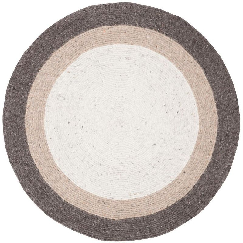 Braided BRD903 Hand Woven Indoor Area Rug - Charcoal/Ivory - 7' Round - Safavieh