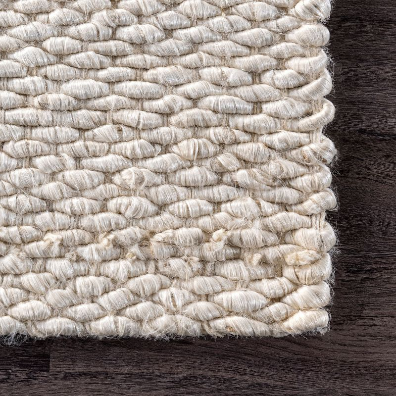 Nuloom Hailey Solid 4x6 Jute Indoor Area Rug for Dining Room Rug Neutral Rug Living Room Rug Kitchen, Off White