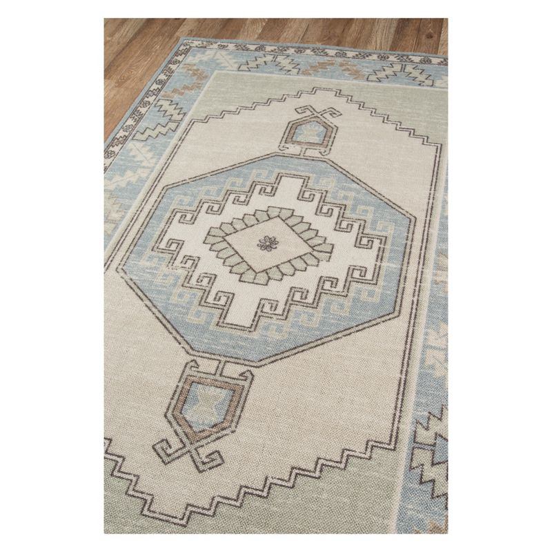2'3"x7'6" Medallion Loomed Runner Rug Light Blue - Momeni: Traditional Wool & Nylon, Low Pile, Indoor Use