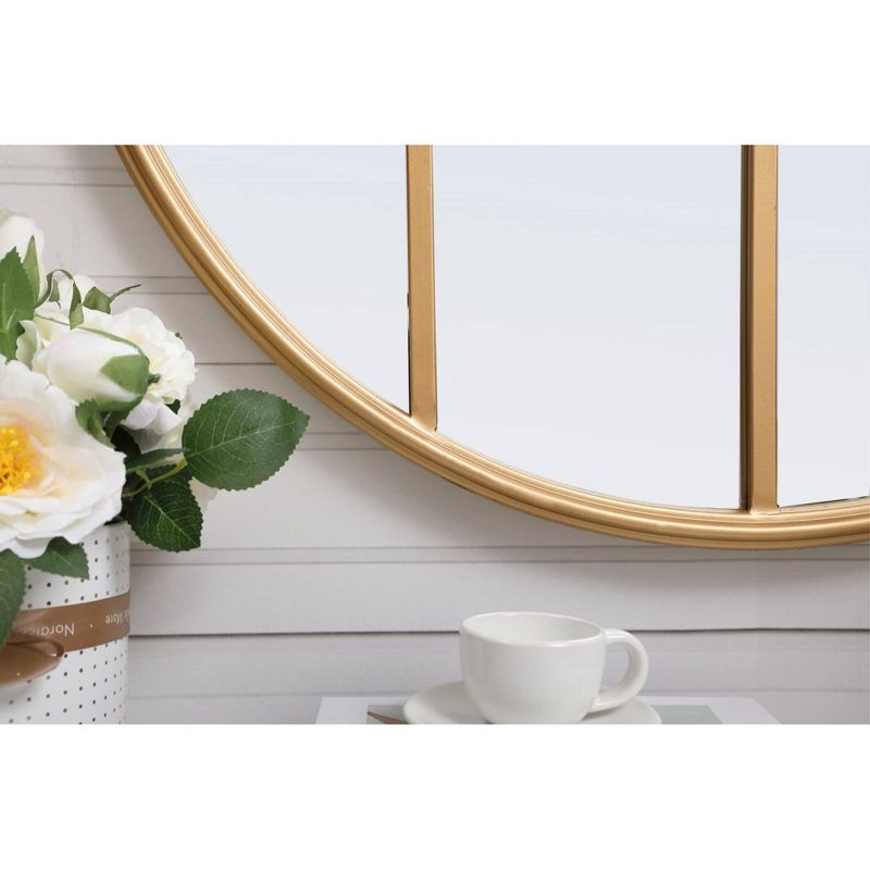 Elegant Lighting Metal windowpane mirror 28 inch in in x 28 inch in in Brass