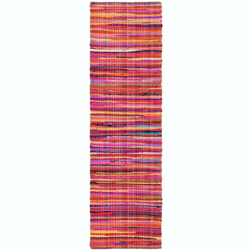 Rag Rug RAR240 Hand Woven Indoor Runner Rug - Red/Multi - 2'3"x10' - Safavieh.