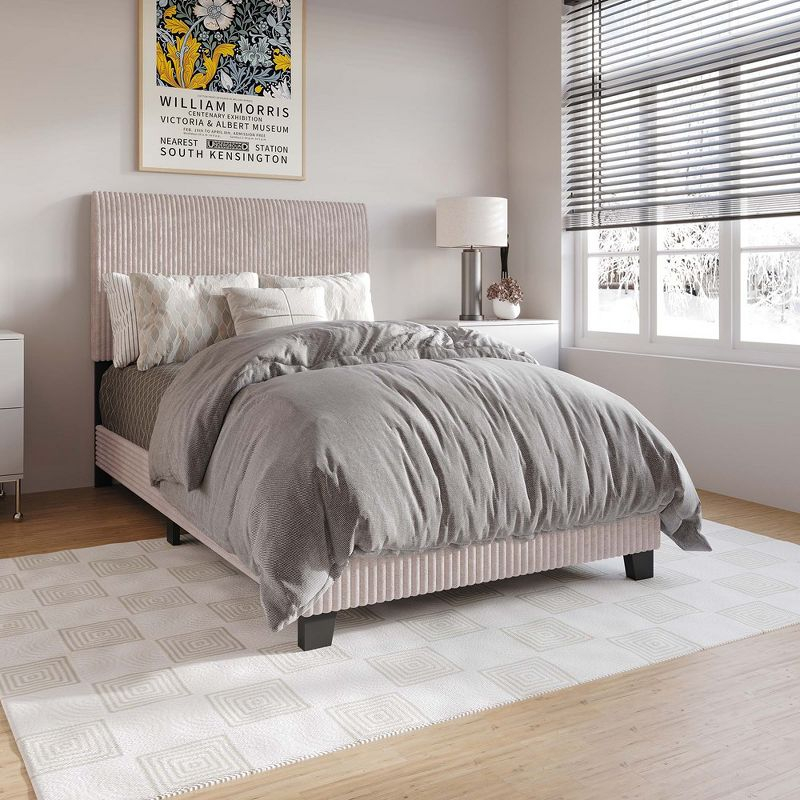 ChaletPosh Twin Size Upholstered Bed In Light Pink Velvet