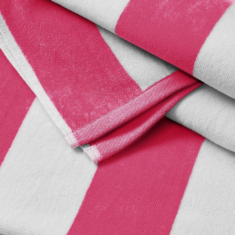 100% Cotton Cabana 4 Pack Beach Towels - Great Bay Home (30" x 60", Bright Pink)