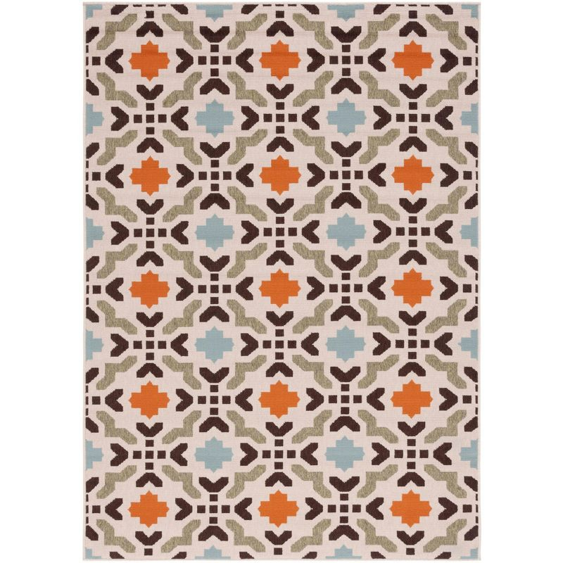 Veranda VER080 Power Loomed Indoor/Outdoor Area Rug - Cream/Terracotta - 5'3"x7'7" - Safavieh.