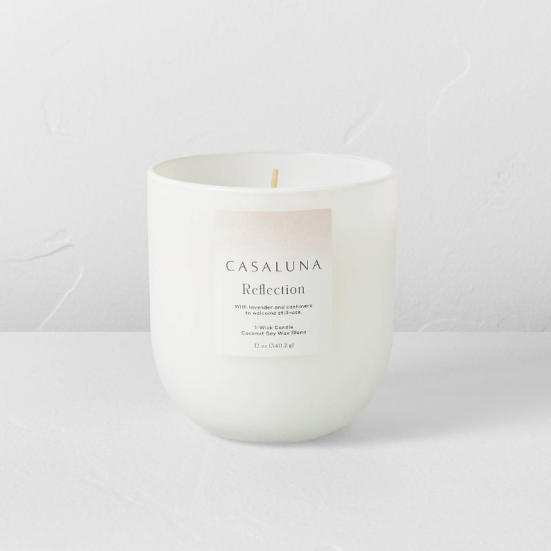 Reflection Core Frosted Glass Wellness Jar Candle 12oz - Casaluna™: Soy & Coconut Wax, Lavender Aroma