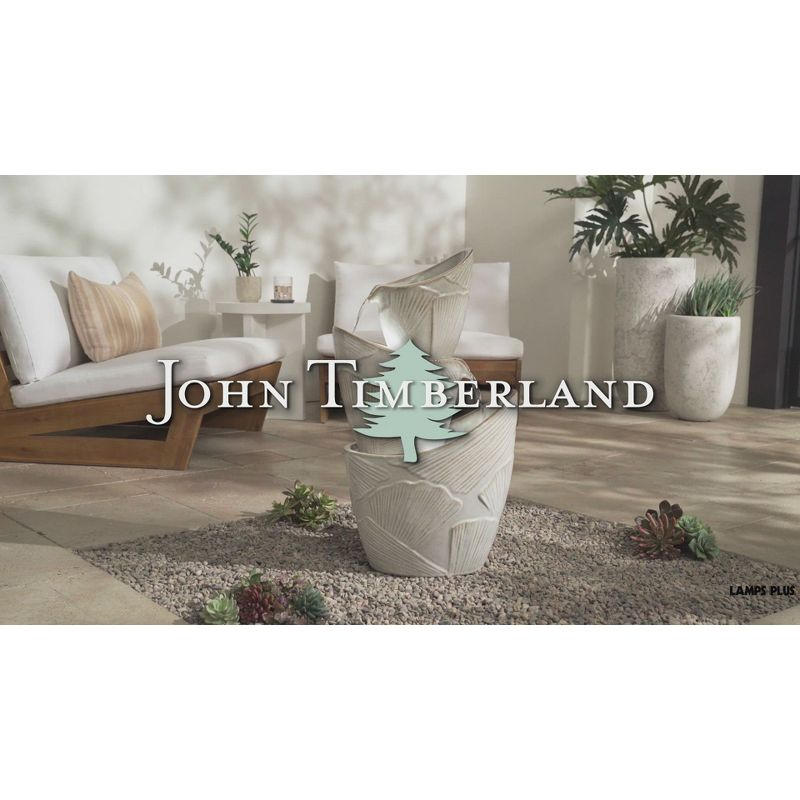 Three Urn 30" High Large Coastal Modern Indoor Outdoor Decor Faux Stone Floor Fountain with Light LED Cascading Outside Garden Patio