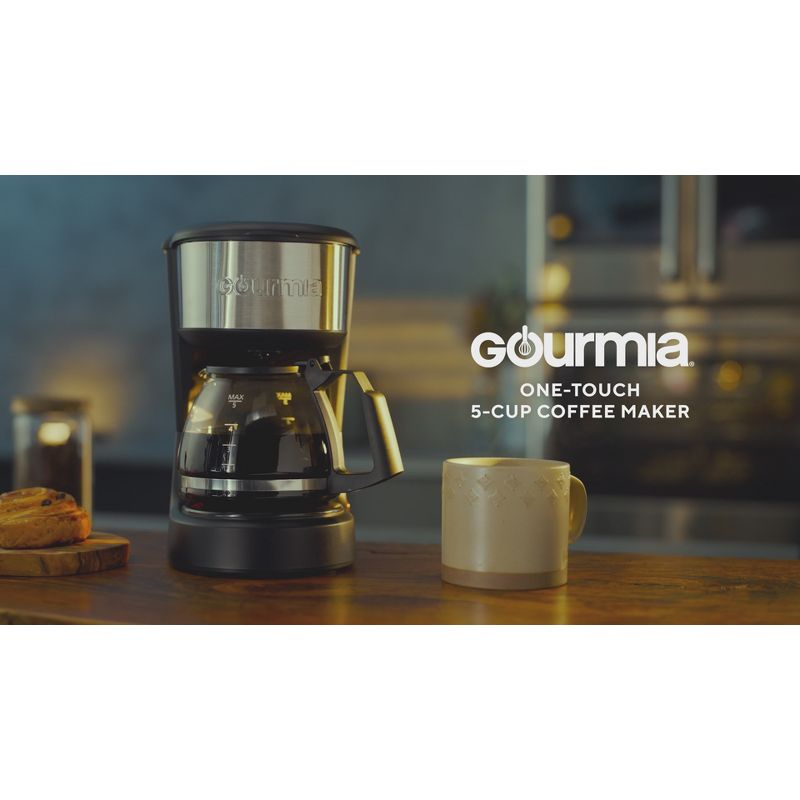 Gourmia 5 Cup One-Touch Switch Coffee Maker with Auto Keep Warm Black: Small Drip Coffee Machine, 700W, Basket Filter