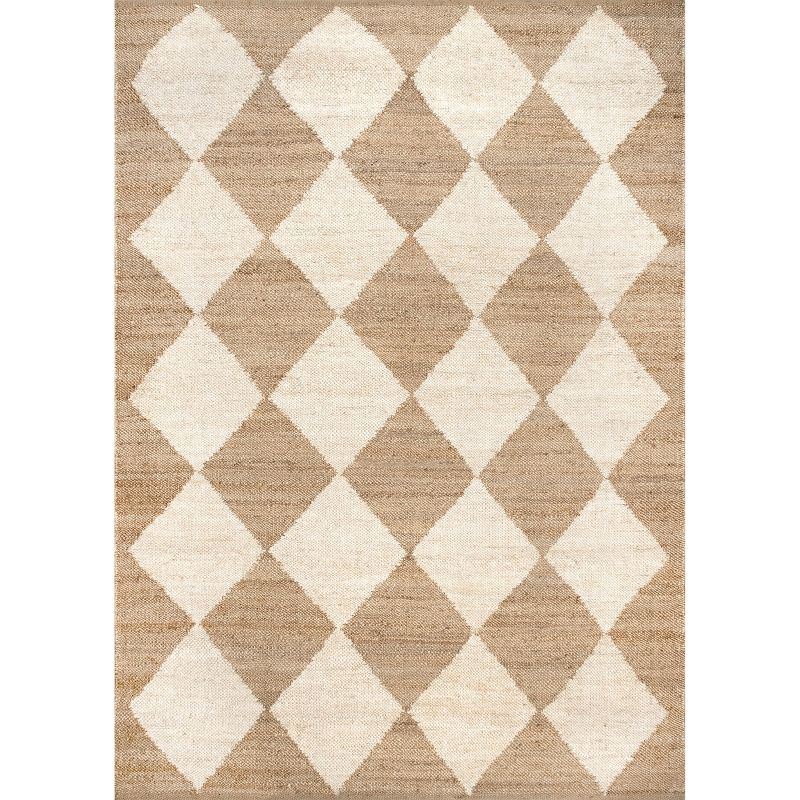 Nuloom Louie Diamond Checkerboard Jute Area Rug, 3' x 5', Natural