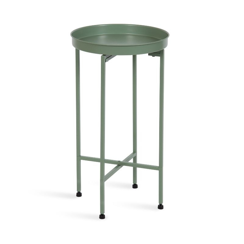 Kate and Laurel Deliah Round Metal Tea Table, 14.25x14.25x25.75, Green