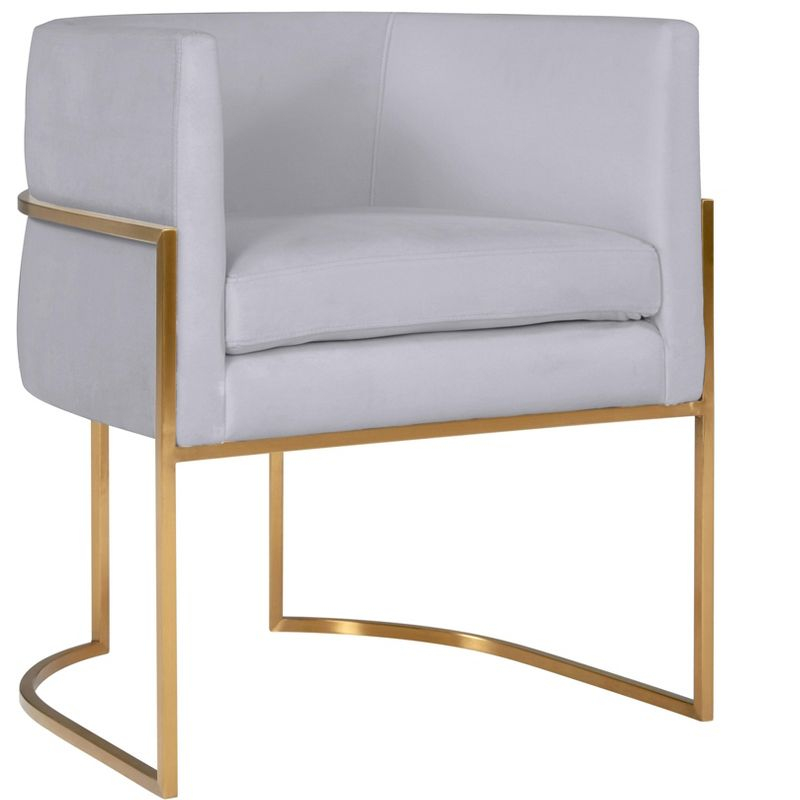TOV Furniture Giselle Velvet Dining Chair with Gold Base by Inspire Me! Home Decor Grey 24.4"W x 23.2"D x 27.5"H
