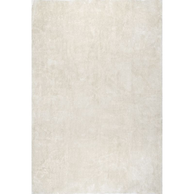 Nuloom Loni Cozy Plush Solid Pet Friendly Premium Machine Washable Shag Area Rug, Square 6' x 6', Cream