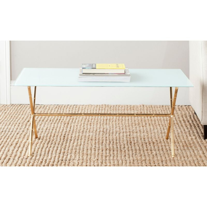 Brogen Coffee Table - Gold/White Glass - Safavieh