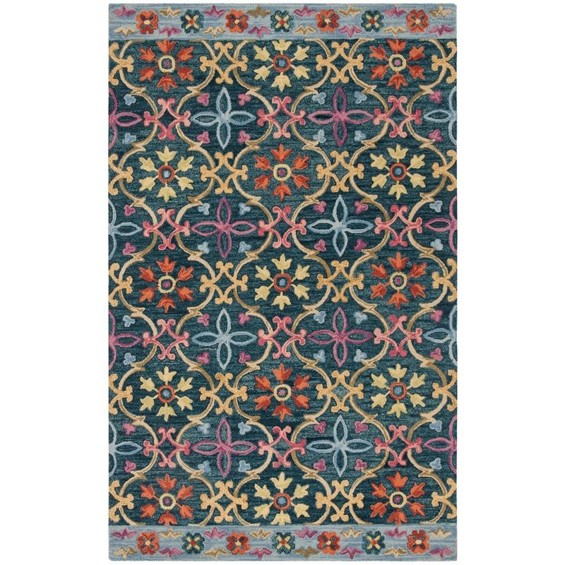 Suzani SZN310 Hand Hooked Indoor Area Rug - Blue/Multi - 5'x8' - Safavieh.