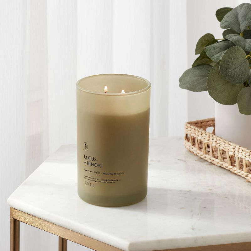 2 Wick Glass Lotus and Hinoki Jar Candle 19oz - Threshold™