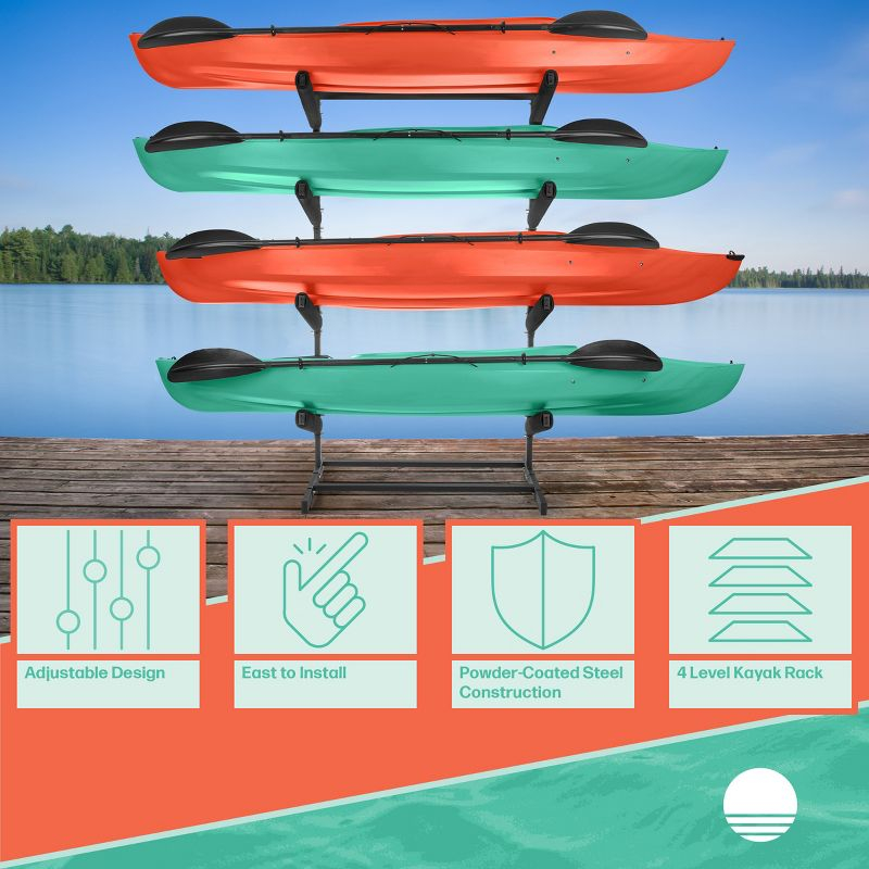 Rad Sportz 4-Level Freestanding Kayak Rack, Black