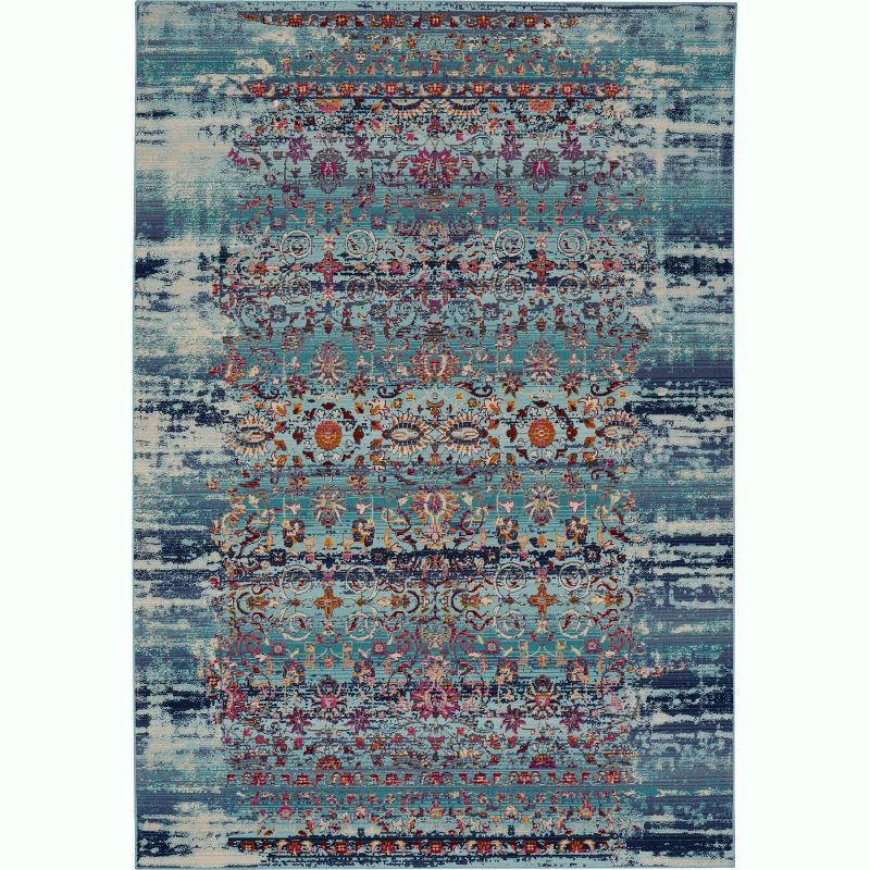 Nourison Vintage Kashan VKA02 Blue/White/Orange Indoor Area Rug - 5'3 x 7'10