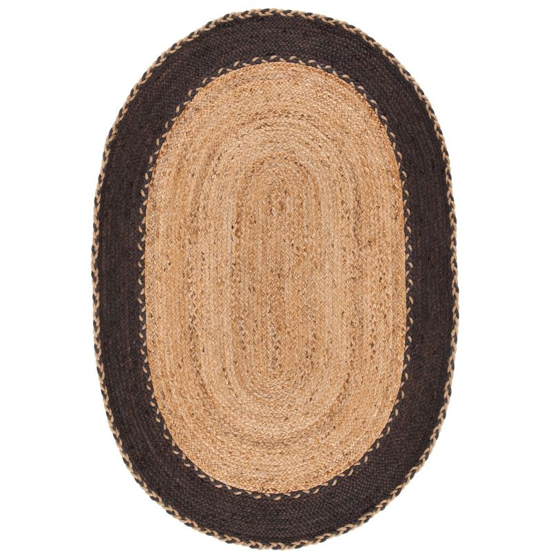Natural Fiber NFB261 Hand Loomed Indoor Area Rug - Natural/Brown - 4'x6' Oval - Safavieh