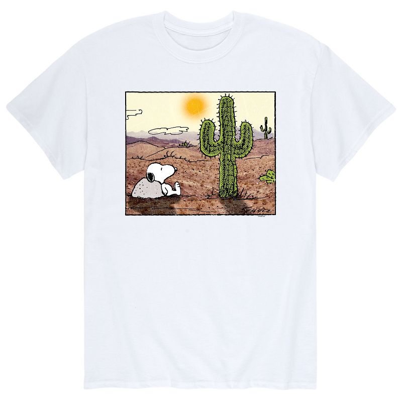 Men's Peanuts Snoopy Desert Landscape Short Sleeve Graphic T-Shirt - White - Large
