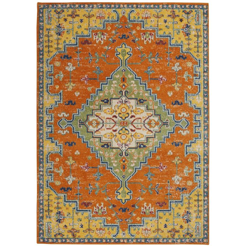 Nourison Allur Bohemian Medallion Indoor Rug Orange Multicolor 5'3" x 7'3"