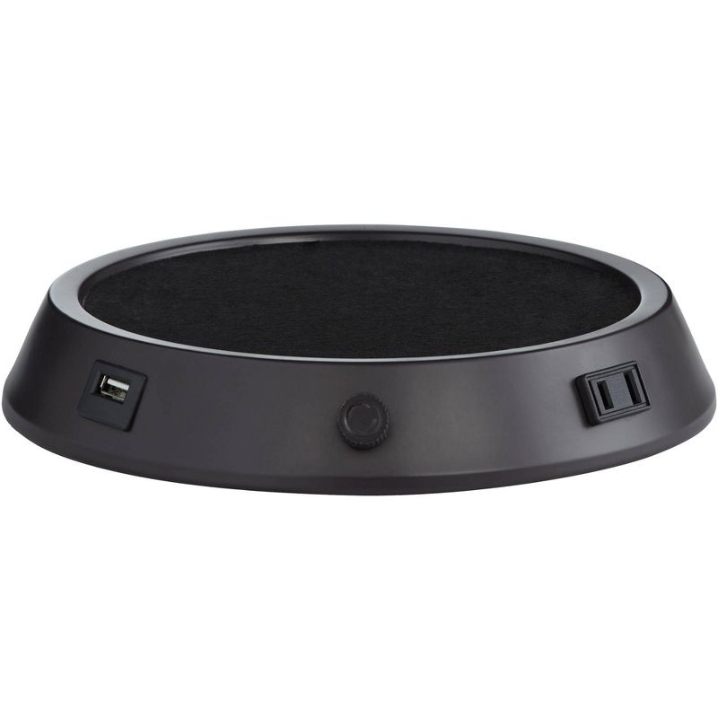 360 Lighting Rocco Modern Mid Century Table Lamp 30" Tall Blue Teal Ceramic with Dimmable USB Workstation Base Linen Drum Shade for Living Room Home