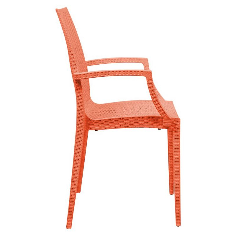 LeisureMod Mace Modern Dining Arm Chair for Indoor and Outdoor Home in Orange