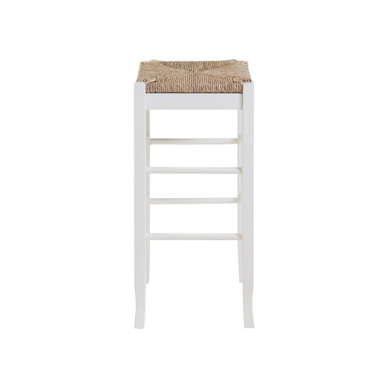 29" Rush Seat Hardwood Barstool White - Boraam: Solid Frame, Double Stretcher Bars, Handwoven Seat