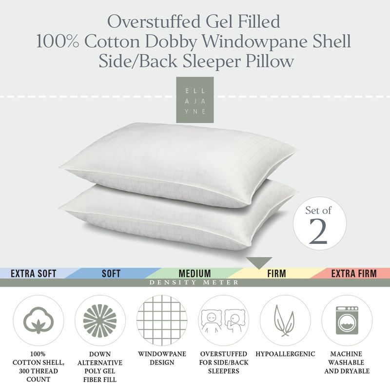 Ella Jayne 100% Cotton Dobby-Box Shell Firm Back/Side Sleeper Down Alternative Pillow, Set of 2 - Standard