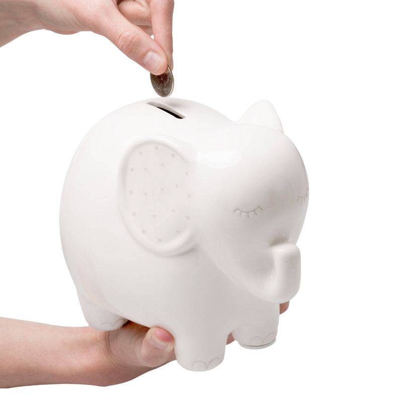 Pearhead Ceramic Elephant Bank - White