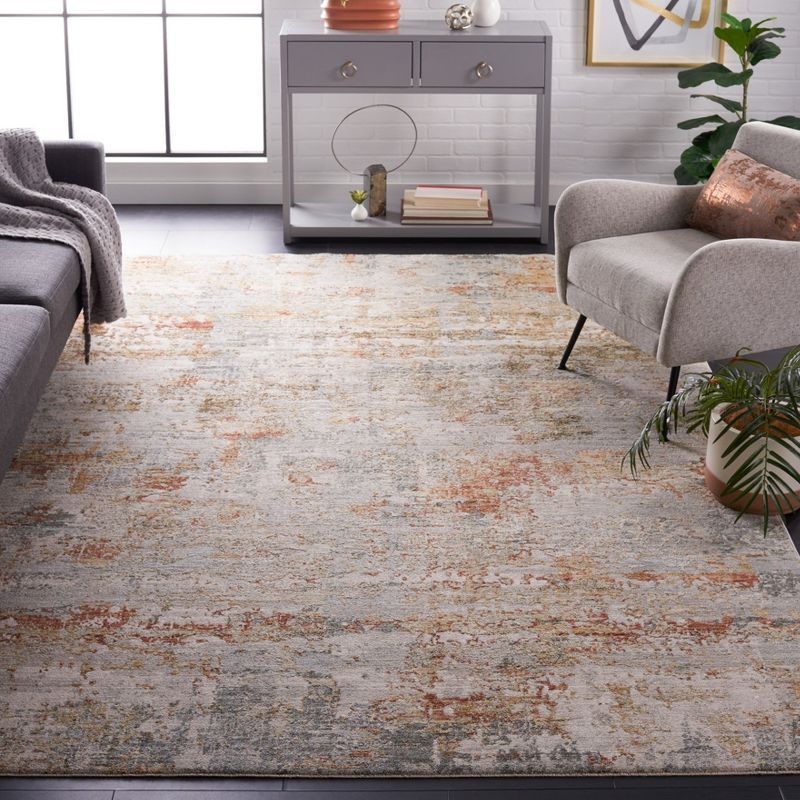 Adrianna ADN200 Machine Made Indoor Area Rug - Blue/Rust - 8'x10' - Safavieh