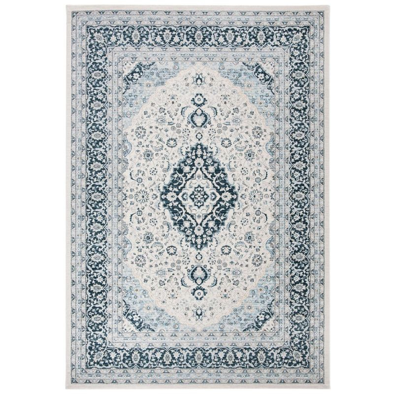 Isabella ISA919 Power Loomed Area Rug - Cream/Dark Blue - 4'x6' - Safavieh