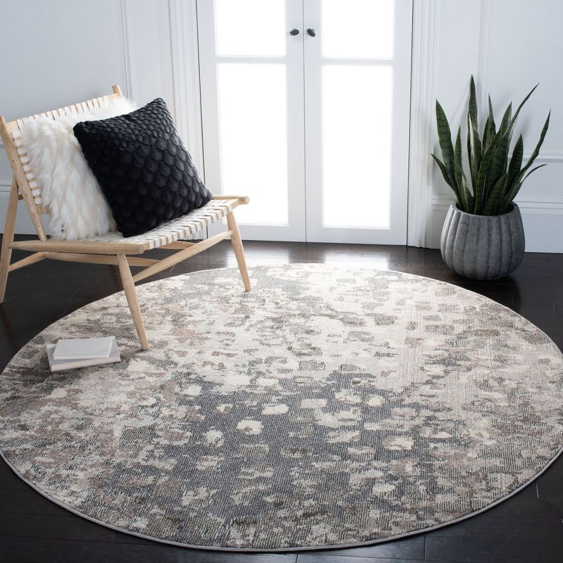 Madison MAD425 Power Loomed Indoor Accent Rug - Grey/Beige - 3' Round - Safavieh