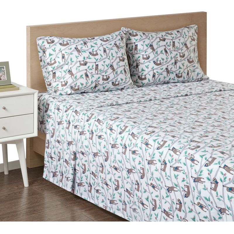 Full Cozy Flannel Sheet Set Multi Sloth