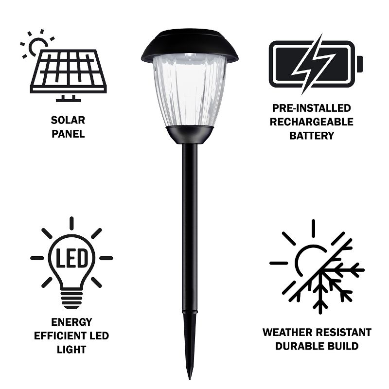 Nature Spring 16-in Stainless Steel Solar Garden Path Lights - Black, Set of 8