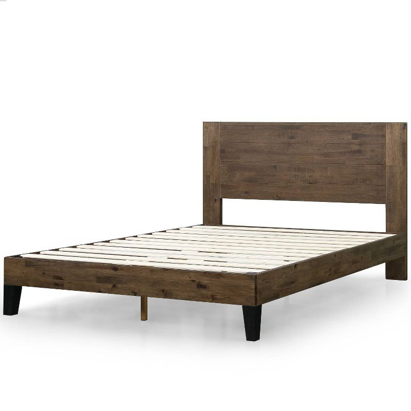 Queen Tonja Wood Platform Bed Frame with Headboard Brown - Zinus