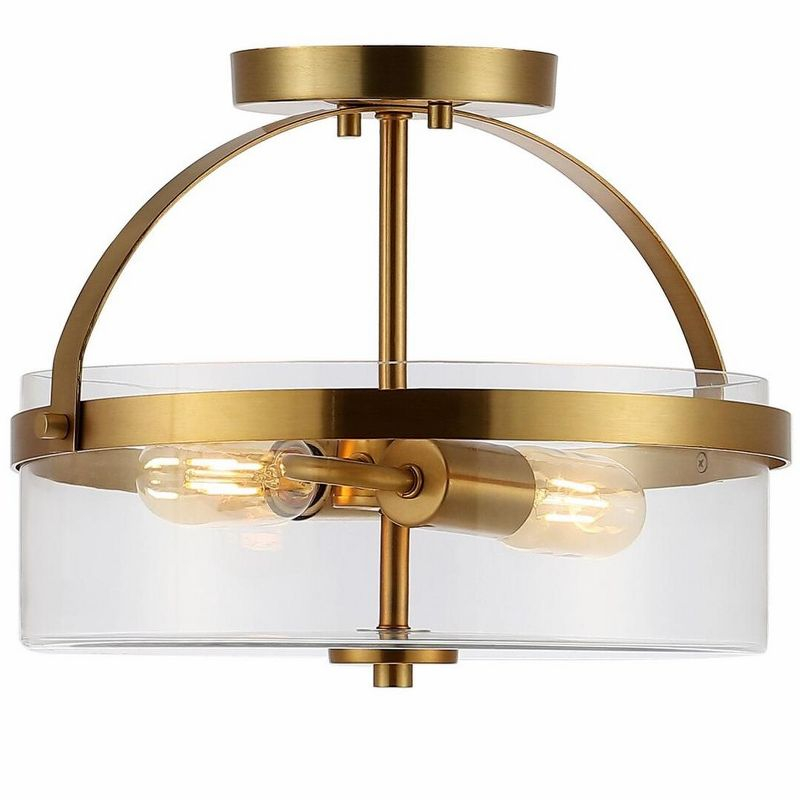 Nensor 2 Light 13" Flush Mount - FLU4051 - Brass/Clear - Safavieh